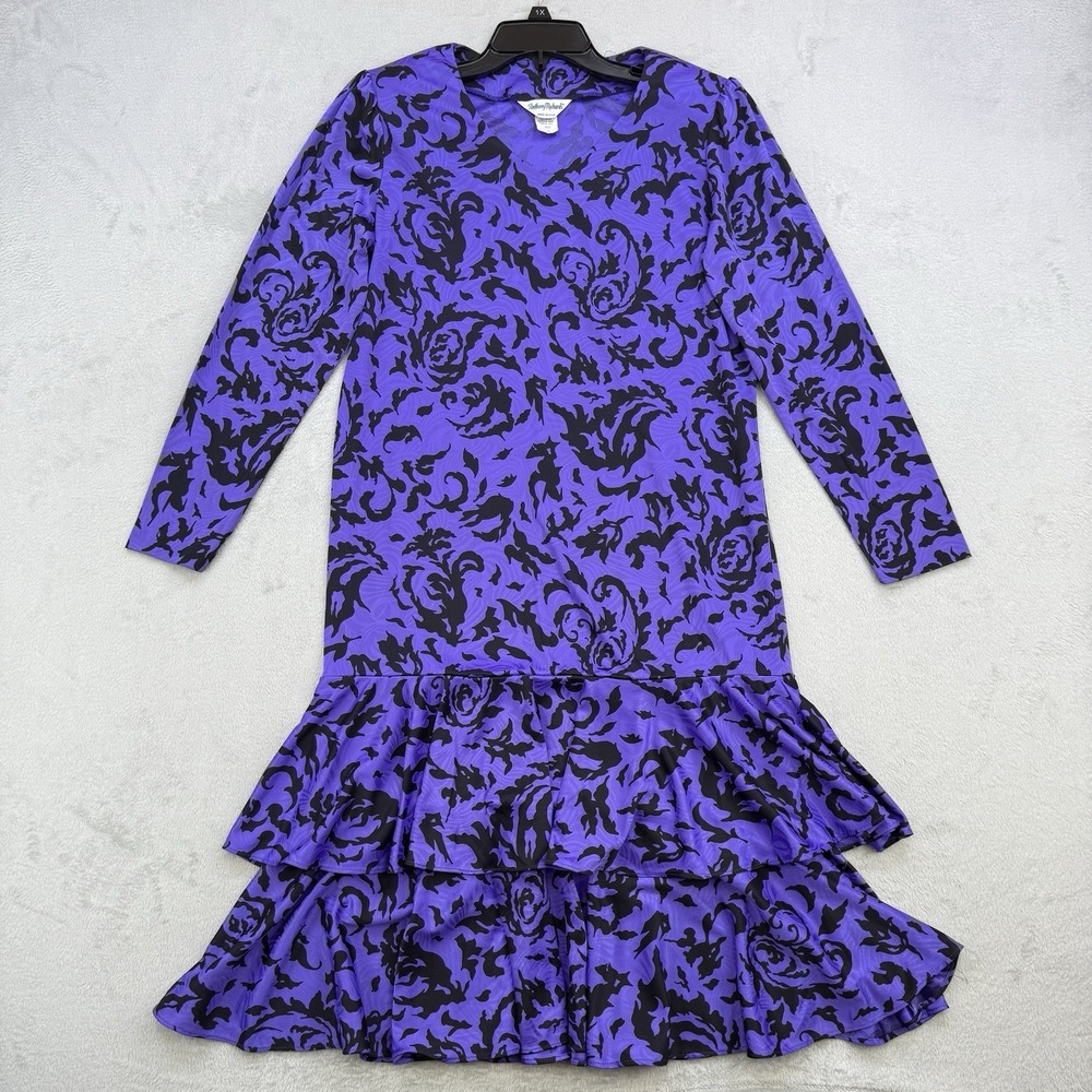 Anthony‎ Richards Dress Womens Size 12 Vintage Purple Floral Layered Party